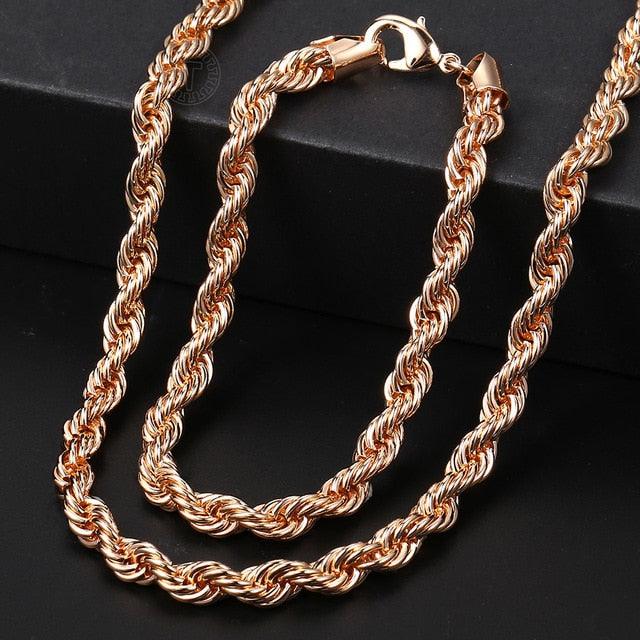Elegant Cuban Chain Linked Neck Chain and Bracelet Set - Unisex - dealskart.com.au