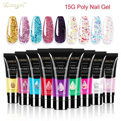 Limegirl 15ml Poly Nail Gel Glitter Builder Gel All For Manicure Nail Art Design Luminous Gel Nail Extension Nail Gel Gor Nails - dealskart.com.au