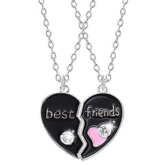2 Piece Set Fashion Best Friend Couple Pendant Necklace Rainbow Broken Heart Bff Good Friend Gift Friendship Jewelry - dealskart.com.au