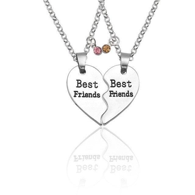 2 Piece Set Fashion Best Friend Couple Pendant Necklace Rainbow Broken Heart Bff Good Friend Gift Friendship Jewelry - dealskart.com.au