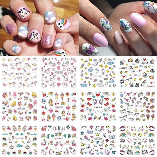 12 Pcs/Set Fun Cartoon Water Stickers and Decals for Nail Decoration - dealskart.com.au