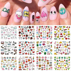 12 Pcs/Set Fun Cartoon Water Stickers and Decals for Nail Decoration - dealskart.com.au