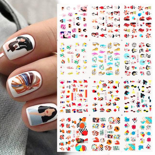 12 Pcs/Set Fun Cartoon Water Stickers and Decals for Nail Decoration - dealskart.com.au