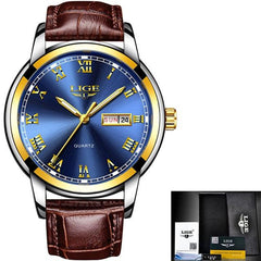 2021 New Mens Watches, Top Brand Leather Chronograph Waterproof Sport Automatic Date Quartz Watch For Men Relogio Masculino - dealskart.com.au