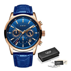 2021 New Mens Watches, Top Brand Leather Chronograph Waterproof Sport Automatic Date Quartz Watch For Men Relogio Masculino - dealskart.com.au