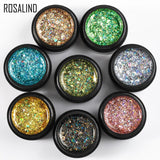 ROSALIND 5ml Shiny Diamond Glitter Gel Nail Polish Hybrid Varnishes For Manicure Nail Art Design Gel Polish Top and Base Set - dealskart.com.au