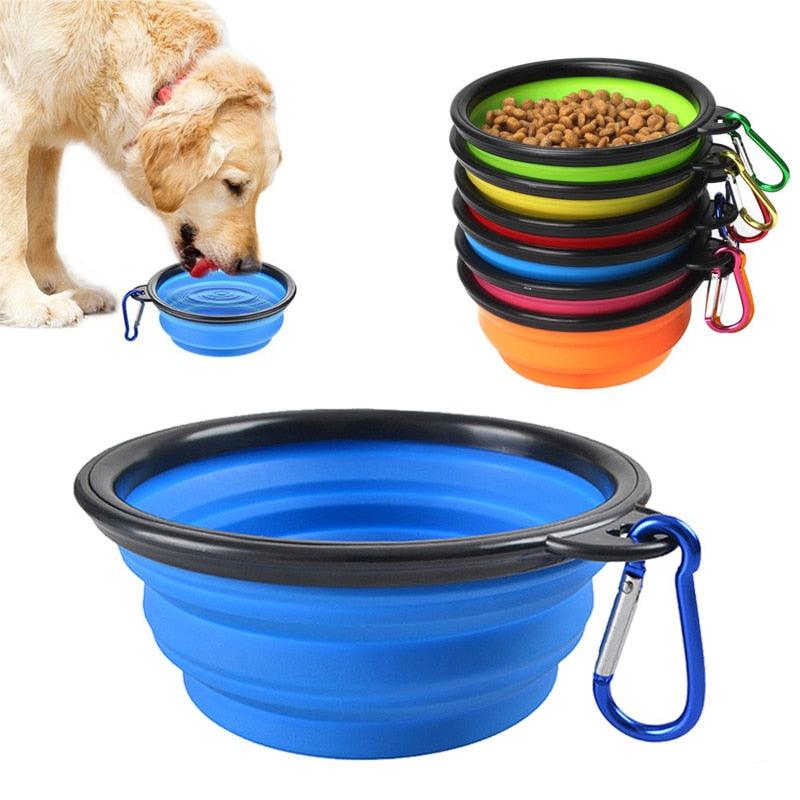 1000ML Silicone Dog Feeder Bowl With Carabiner Folding Cat Bowl Travel Dog Feeding Supplies Food Water Container Pet Accessories - dealskart.com.au