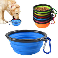 1000ML Silicone Dog Feeder Bowl With Carabiner Folding Cat Bowl Travel Dog Feeding Supplies Food Water Container Pet Accessories - dealskart.com.au