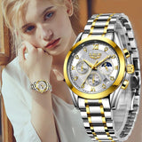 Lige Gold Creative Steel Wristwatch Bracelet for Women - dealskart.com.au