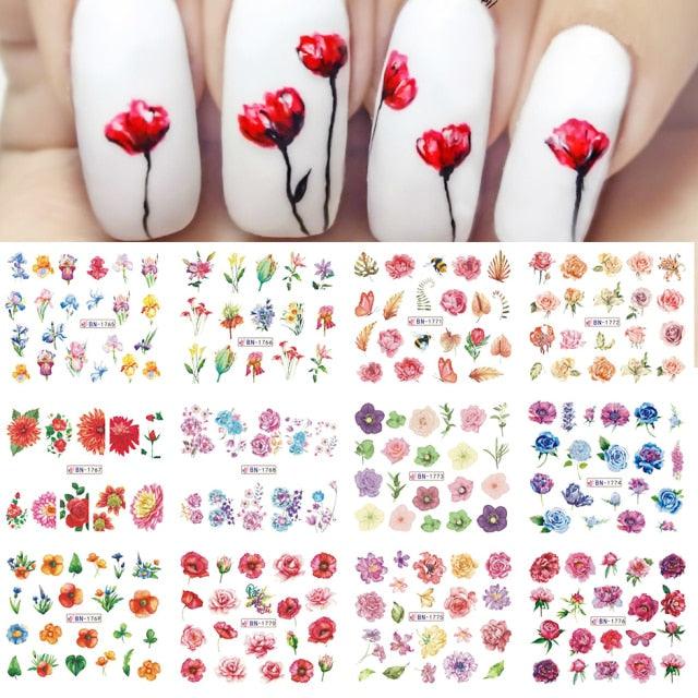 12 Pcs/Set Fun Cartoon Water Stickers and Decals for Nail Decoration - dealskart.com.au