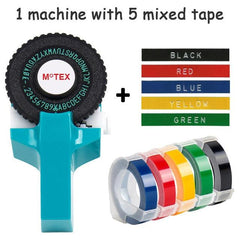 Multicolor MoTex E101 embossing label maker compatible for 9mm dymo 3D embossing Tape Manual Typewriter label maker machine - dealskart.com.au