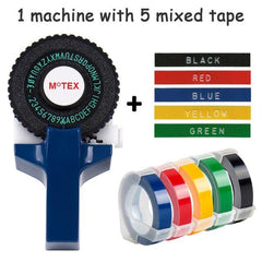 Multicolor MoTex E101 embossing label maker compatible for 9mm dymo 3D embossing Tape Manual Typewriter label maker machine - dealskart.com.au