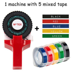 Multicolor MoTex E101 embossing label maker compatible for 9mm dymo 3D embossing Tape Manual Typewriter label maker machine - dealskart.com.au