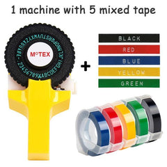 Multicolor MoTex E101 embossing label maker compatible for 9mm dymo 3D embossing Tape Manual Typewriter label maker machine - dealskart.com.au