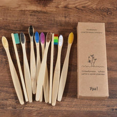 Organic and Eco-Friendly Bamboo Toothbrush Set - 10 Pcs - dealskart.com.au