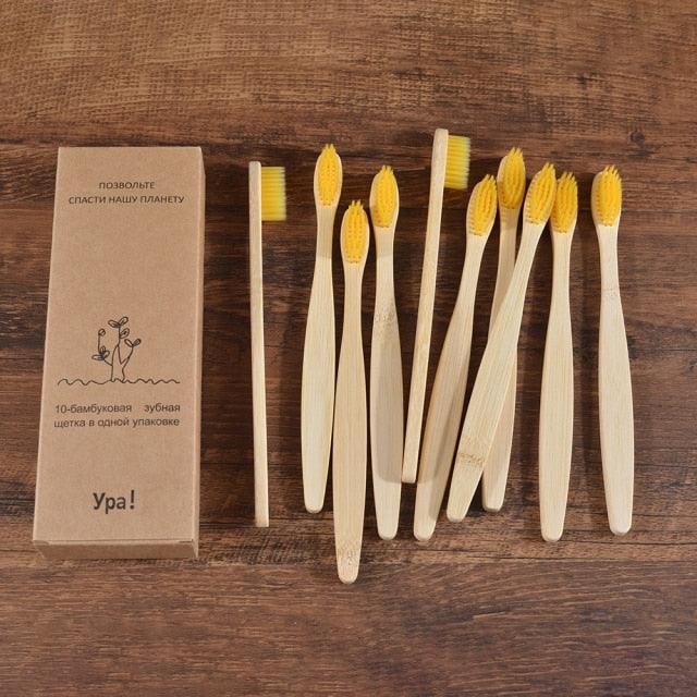 Organic and Eco-Friendly Bamboo Toothbrush Set - 10 Pcs - dealskart.com.au