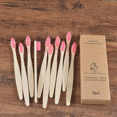 Organic and Eco-Friendly Bamboo Toothbrush Set - 10 Pcs - dealskart.com.au