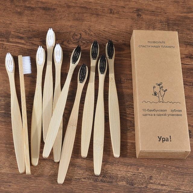 Organic and Eco-Friendly Bamboo Toothbrush Set - 10 Pcs - dealskart.com.au