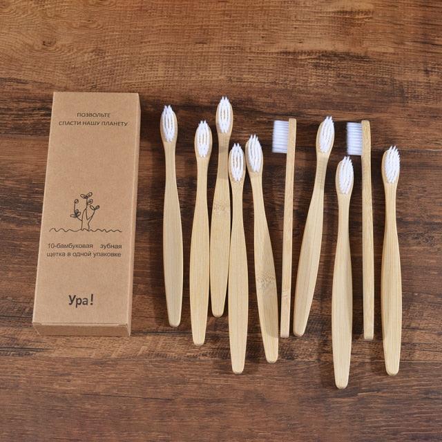 Organic and Eco-Friendly Bamboo Toothbrush Set - 10 Pcs - dealskart.com.au