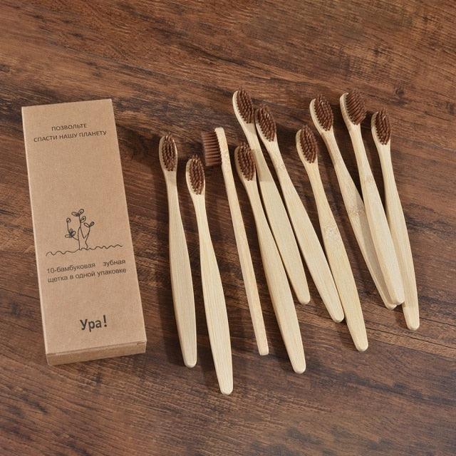 Organic and Eco-Friendly Bamboo Toothbrush Set - 10 Pcs - dealskart.com.au