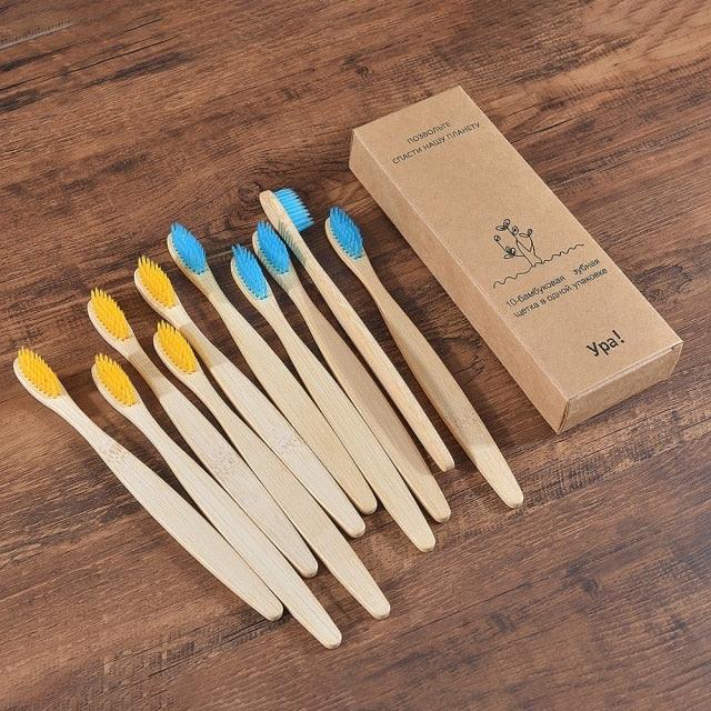 Organic and Eco-Friendly Bamboo Toothbrush Set - 10 Pcs - dealskart.com.au