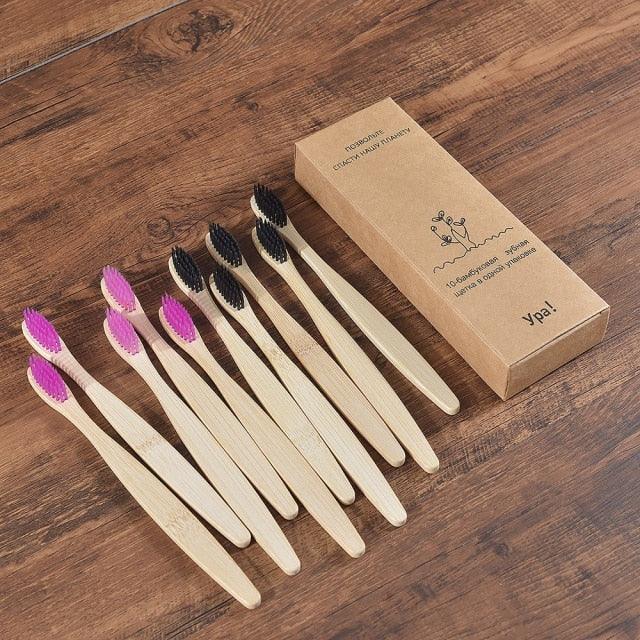 Organic and Eco-Friendly Bamboo Toothbrush Set - 10 Pcs - dealskart.com.au