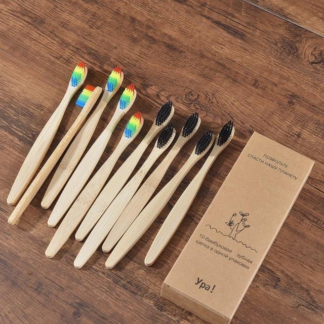 Organic and Eco-Friendly Bamboo Toothbrush Set - 10 Pcs - dealskart.com.au