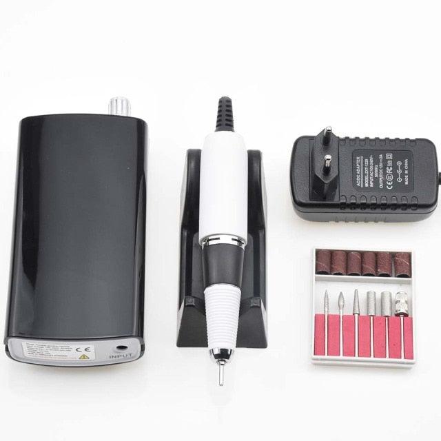 Portable Rechargeable Nail Drill Machine 36W 35000RPM Manicure Machine Electric Nail File Nail Art Tools Set for Nail Drill bits - dealskart.com.au