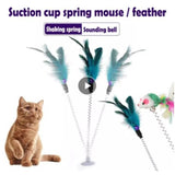 Pet Accessories- 1 Pcs Spring Elastic Cat Toy with Feather Top - dealskart.com.au