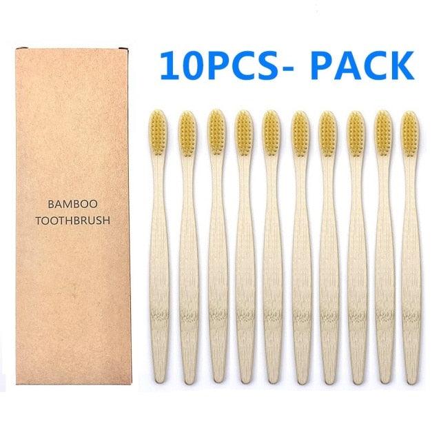 10PCS Biodegradable Bamboo Toothbrush Teeth Colorful Bristle Natural Bamboo Tooth brush Dental Eco Bambou Toothbrushes - dealskart.com.au