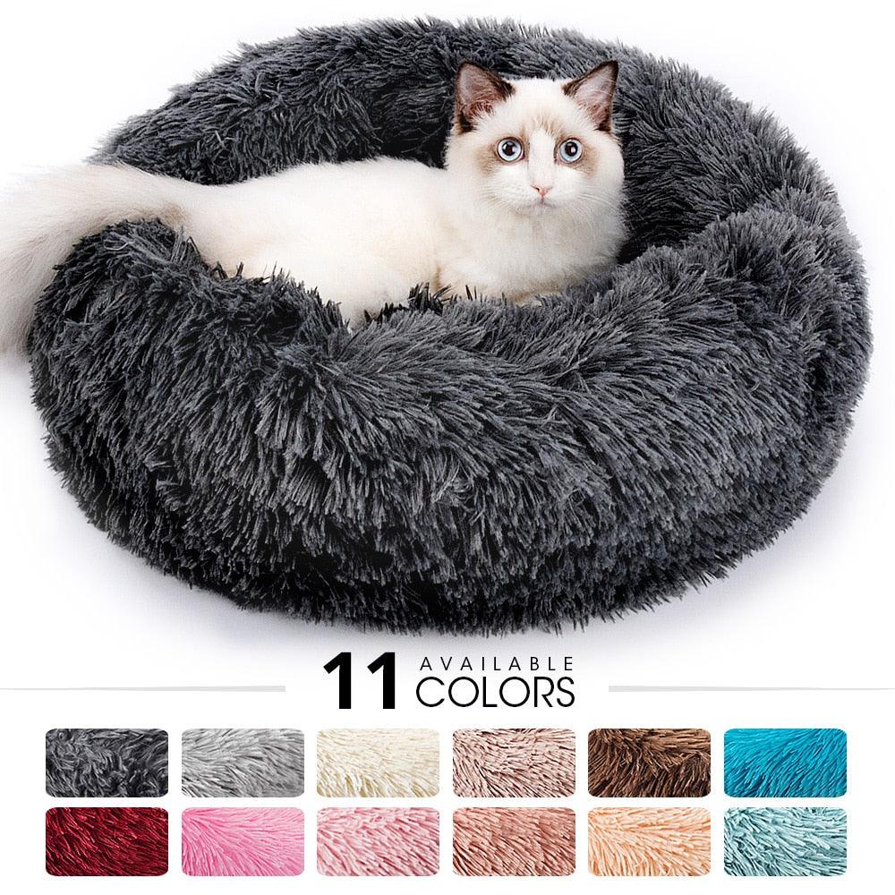 Round Soft Long Plush Cat-Mat Winter Warm Sleep Zipper Washable Dog Cat Bed Mat House Nest Pet Cushion For Kitty Puppy - dealskart.com.au