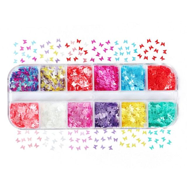 Flourescent Butterfyl Designed 3D Nail Art Stickers - Coloured - dealskart.com.au