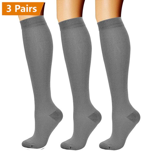 Open Toe Compression Socks 3 Pairs, Knee High, Unisex - dealskart.com.au