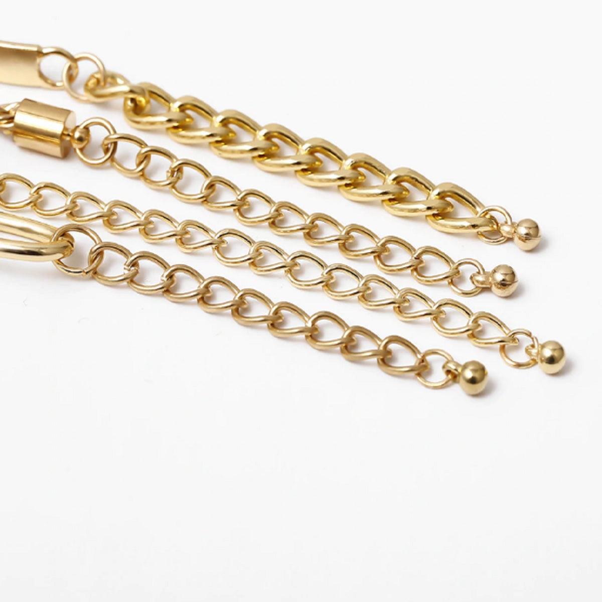 PuRui Curb Cuban Link Chain Bracelet - Gold/Silver Toned, Multi Strand - dealskart.com.au