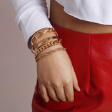 PuRui Curb Cuban Link Chain Bracelet - Gold/Silver Toned, Multi Strand - dealskart.com.au
