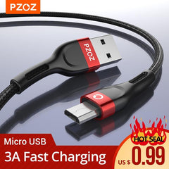 PZOZ Micro USB Cable Fast Charging 3A Microusb Cord For Samsung S7 Xiaomi Redmi Note 5 Pro Android Phone cable Micro usb charger - dealskart.com.au