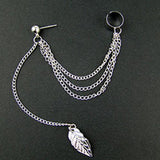Qiaoyue Women's Leaf Tassle Chain Cuff Earrings - 1 Pair - dealskart.com.au