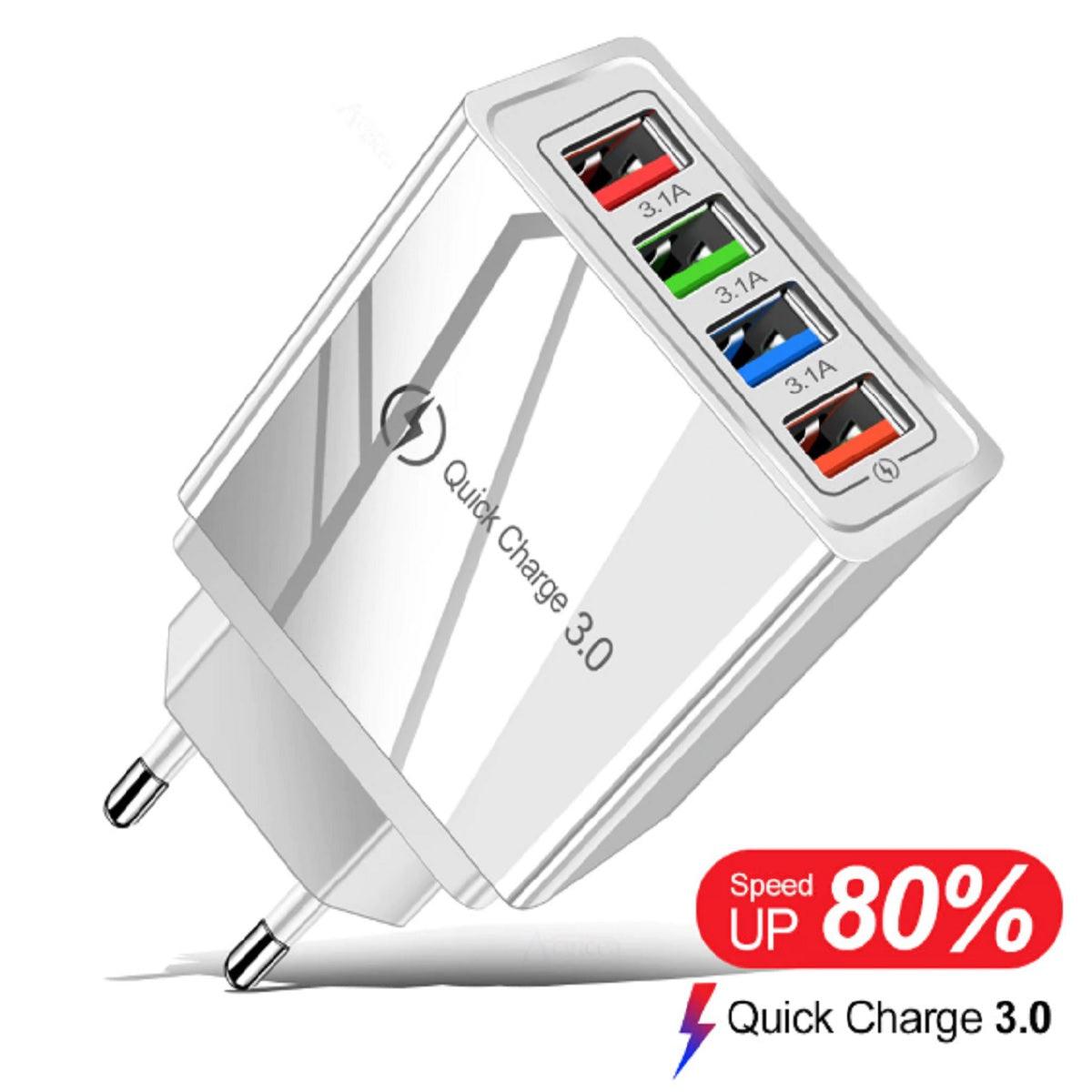 Quad Output Mobile Phone Charger - Quick Charge 3.0, EU/US - dealskart.com.au
