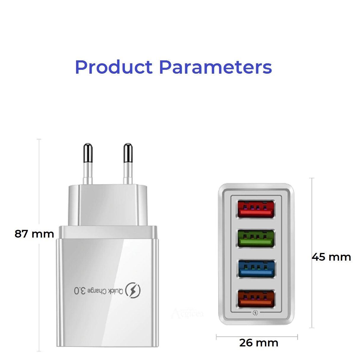 Quad Output Mobile Phone Charger - Quick Charge 3.0, EU/US - dealskart.com.au