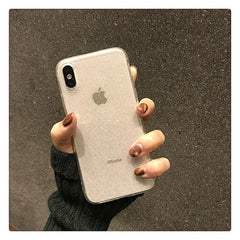 Shining Glitter Powder Black Phone Case For iPhone 11 Pro XR XS Max 8 7 Plus 6S Transparent Soft TPU Shockproof Bling Back Cover - dealskart.com.au