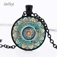 SUTEYI Charm Mandala Art Picture Earrings Henna Crystal Earring Yoga Om Symbol Zen Buddhism Glass Earrings For Women Jewellery - dealskart.com.au