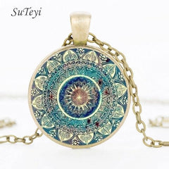 SUTEYI Charm Mandala Art Picture Earrings Henna Crystal Earring Yoga Om Symbol Zen Buddhism Glass Earrings For Women Jewellery - dealskart.com.au