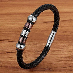 TYO Charm Stainless Steel and Leather Bracelet - For Men - dealskart.com.au