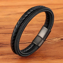 TYO Charm Stainless Steel and Leather Bracelet - For Men - dealskart.com.au