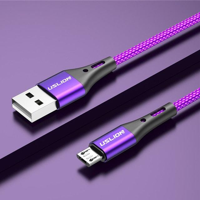 USLION 2m 3m Micro USB Cable 3A Fast Charging Data Cable for Xiaomi Redmi 4X Samsung J7 Android Mobile Phone Microusb Charger - dealskart.com.au
