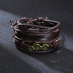 Vnox Multi Strand Leather Wrap Bracelet - Wood Beads, Ethnic - dealskart.com.au