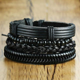 Vnox Multi Strand Leather Wrap Bracelet - Wood Beads, Ethnic - dealskart.com.au