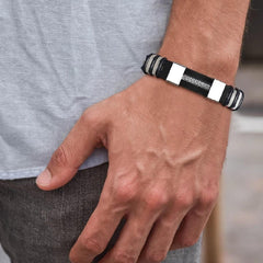 Vnox Silicone and Stainless Steel Casual Wristband - For Men - dealskart.com.au