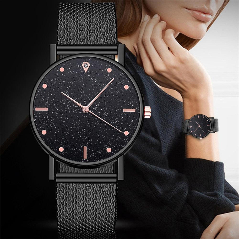 Watch Women Dress Stainless Steel Band Analog Quartz Wristwatch Fashion Luxury Ladies Golden Rose Gold Watch Clock Analog - dealskart.com.au