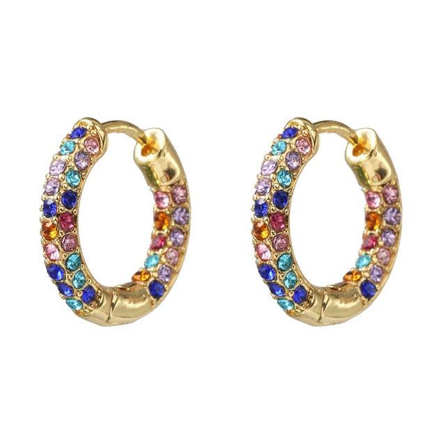 Women CZ Rainbow Earrings Cubic Zirconia Ear Cuff Set for Female Trendy Gold Huggie Clip on Earrings Earcuff Crystal Jewelry - dealskart.com.au